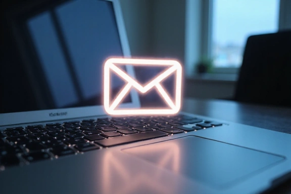 Icono de email flotando sobre un teclado de ordenador