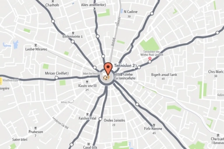 Mapa de Madrid con un pin de ubicación resaltado