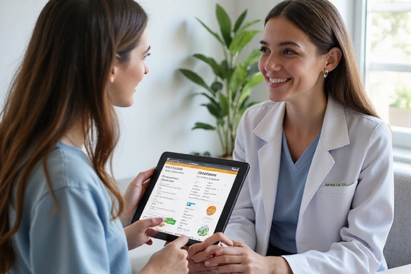 Nutricionista explicando un plan de alimentación a una persona en una consulta individual.